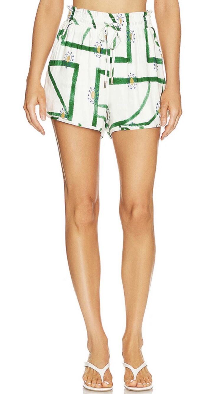 Revolve Sancia Pallas High Waist Shorts Linen Blend White Resort Size Medium